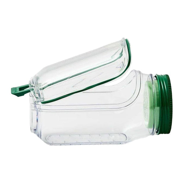 Container Caserola pentru Salata, Vivimall, Borcan pentru Salata din Sticla, Gradat in ml, 1L, 19 x 10 x 10 cm, Capac Verde, Transparenta - vivimall.ro