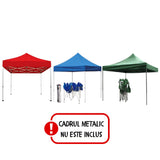 Copertină Flippy 3x3 m albă pliată pentru depozitare, design compact ușor de transportat
