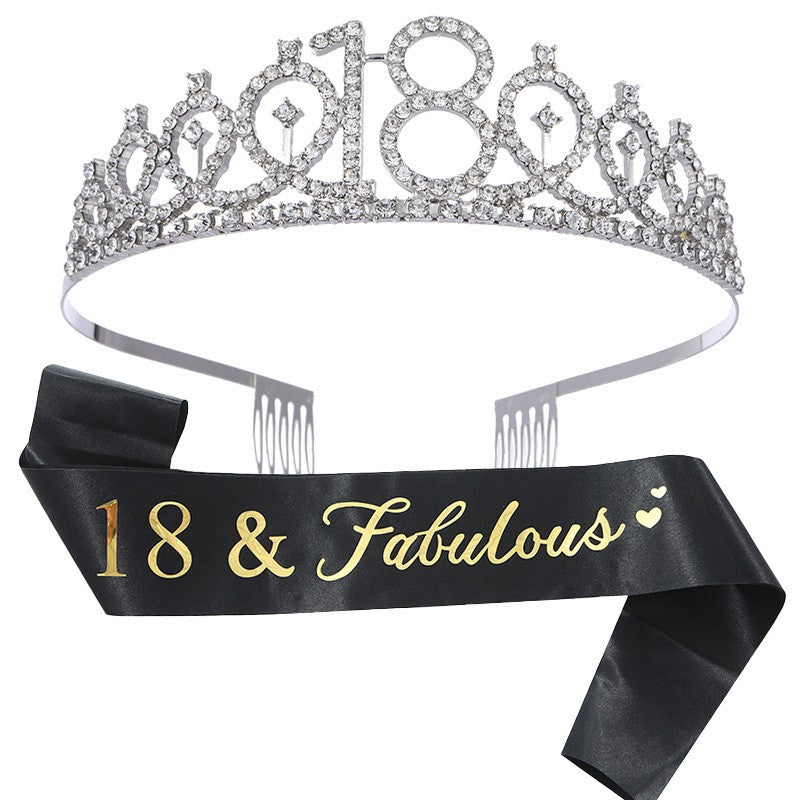 Set 2 Piese Coronita Silver Si Panglica 18Fabulous | Fabulous18
