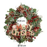 Coronita de Craciun pentru usa, Multicolor, 40 cm, PVC, Artificiala, Decorata, cu LED, Interior/Exterior, Vivimall - vivimall.ro