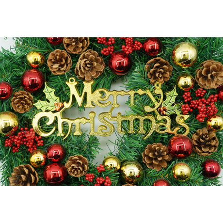 Coronita de Craciun pentru usa, Rosu-Auriu-Verde, 40 cm, PVC, Artificiala, Decorata, Interior/Exterior, Vivimall - vivimall.ro