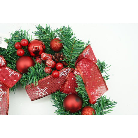 Coronita de Craciun pentru usa, Rosu/Verde, 35 cm, PVC, Artificiala, Decorata, Interior/Exterior, Vivimall - vivimall.ro