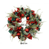 Coronita de Craciun pentru usa, Rosu/Verde, 40 cm, PVC, Artificiala, Decorata, cu LED, Interior/Exterior, Vivimall - vivimall.ro