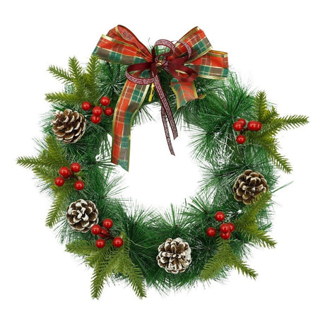 Coronita de Craciun pentru usa, Rosu/Verde, 40 cm, PVC, Artificiala, Decorata, Interior/Exterior, Flippy - vivimall.ro