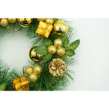 Coronita de Craciun pentru usa, Verde/Auriu, 35 cm, PVC, Artificiala, Decorata, Interior/Exterior, Vivimall - vivimall.ro