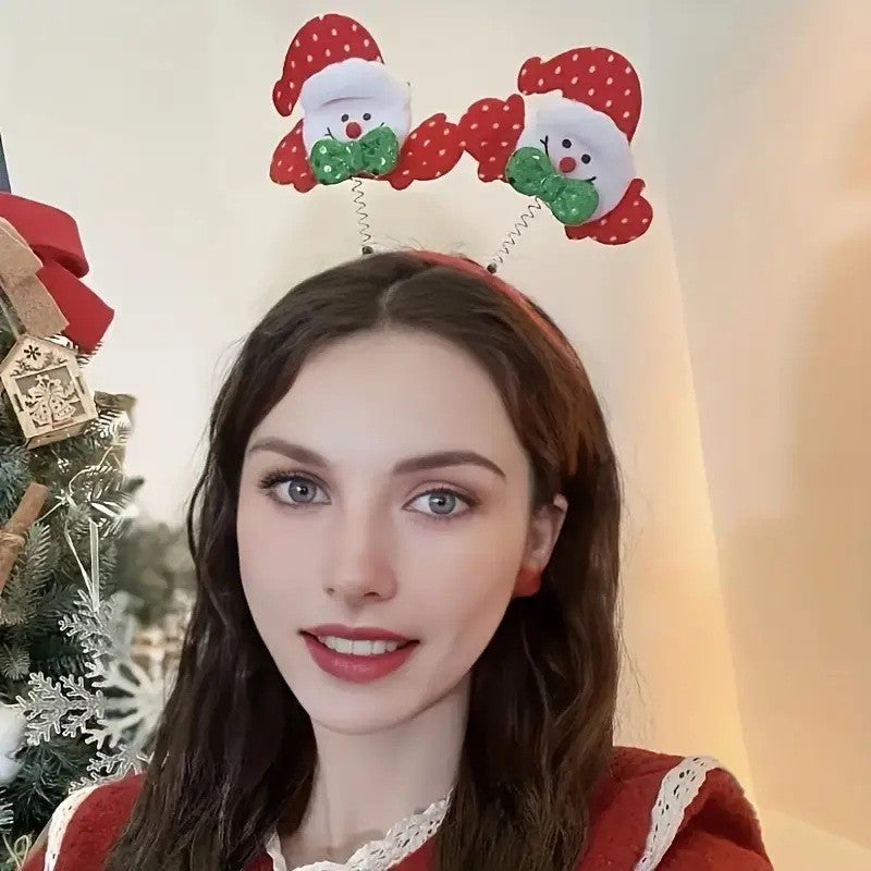 Coronita Decorativa, Vivimall, Tema Craciun, 12 x 25 cm, Model Om de Zapada, Marime Universala, Rosu/Alb - vivimall.ro