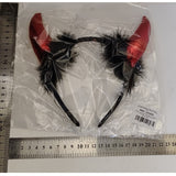 Coronita Deghizare, Vivimall, Model Cornite Devil, Rosu Satinat cu Puf Negru, Marime Universala - vivimall.ro