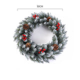 Coronita pentru Craciun Vivimall, 50 cm, din brad artificial, decorata cu conuri si merisoare, Alb - vivimall.ro