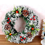 Coronita Pentru Craciun Diametru 20 Cm, Din Brad Artificial, Decorata Cu Conuri Si Merisoare, Inzapezit, /Alb, Resigilat - vivimall.ro