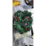 Coronita Pentru Craciun Diametru 20 Cm, Din Brad Artificial, Decorata Cu Conuri Si Merisoare, Inzapezit, /Alb, Resigilat - vivimall.ro