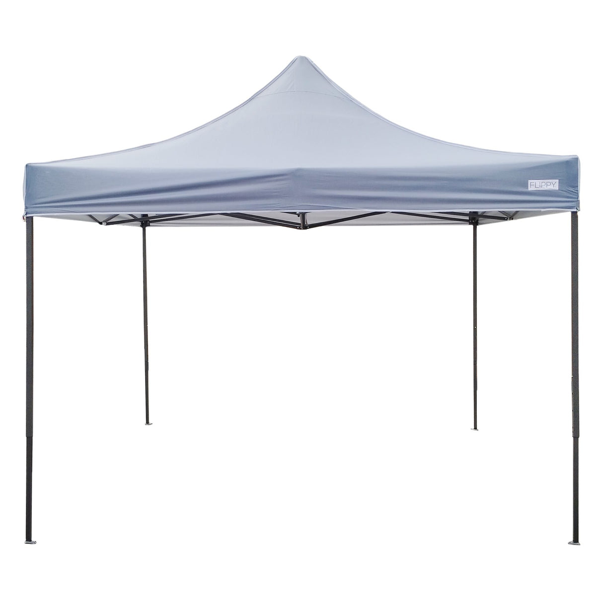 Cort pavilion pliabil Flippy 3x3m în culoare gri, vedere frontală, cadru metal ranforsat
