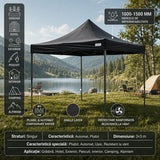 Detaliu acoperiș poliester Oxford 420D, densitate 185 g/m², cort pavilion Flippy negru