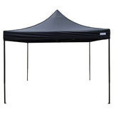 Cort pavilion pliabil Flippy 3x3m negru, cadru metal ranforsat, vedere frontală desfășurat