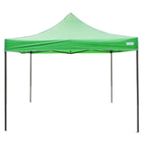 Cort pavilion pliabil Flippy 3x3m verde deschis, vedere frontală cu cadru metal ranforsat și acoperiș Oxford 420D