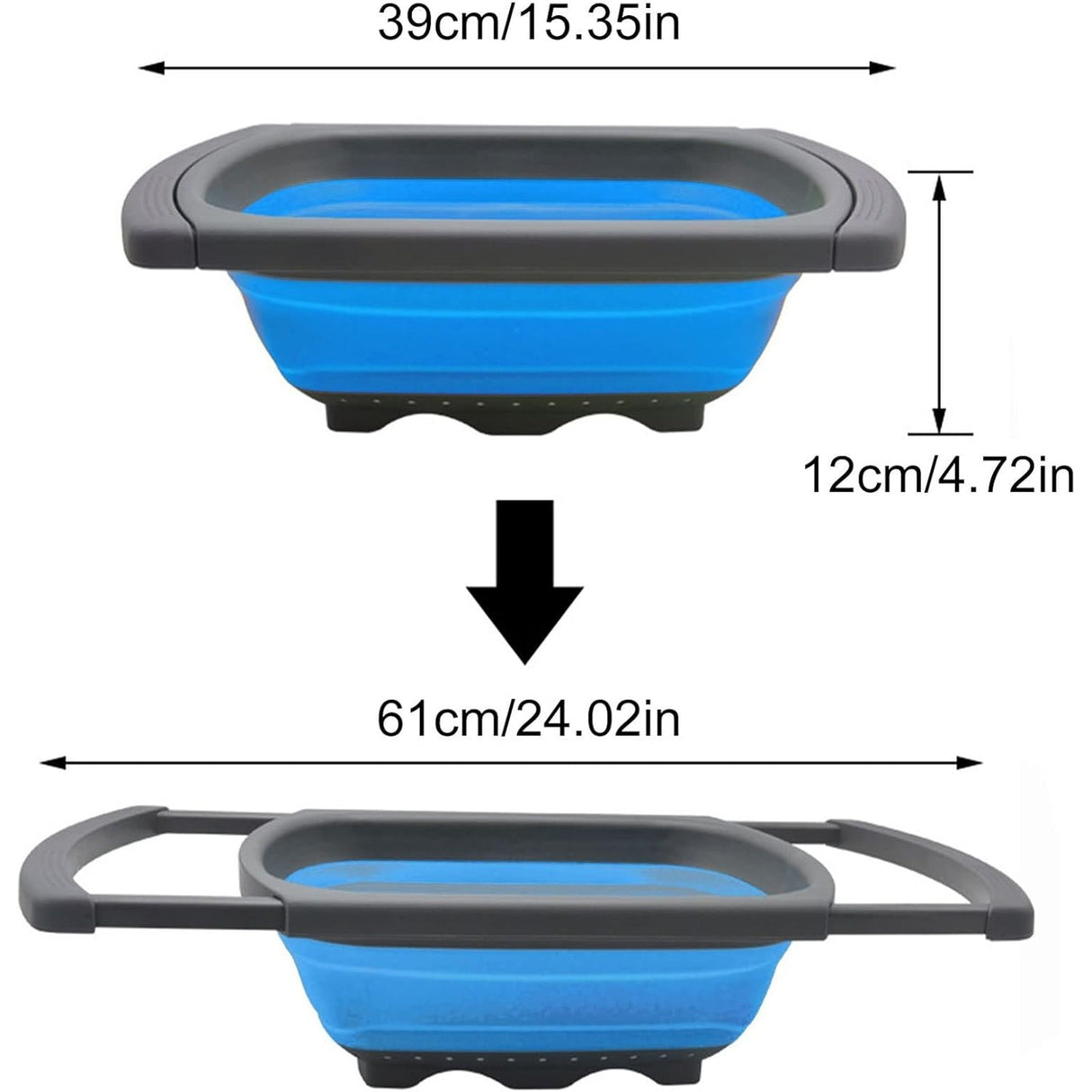 Cos De Scurgere Retractabil Pentru Chiuveta, Cu Filtru, Pentru Fructe Si Legume, De Uz Casnic, 39X12 Cm, Design Extensibil Pana La 61 Cm, Cu Manere De Prindere - vivimall.ro