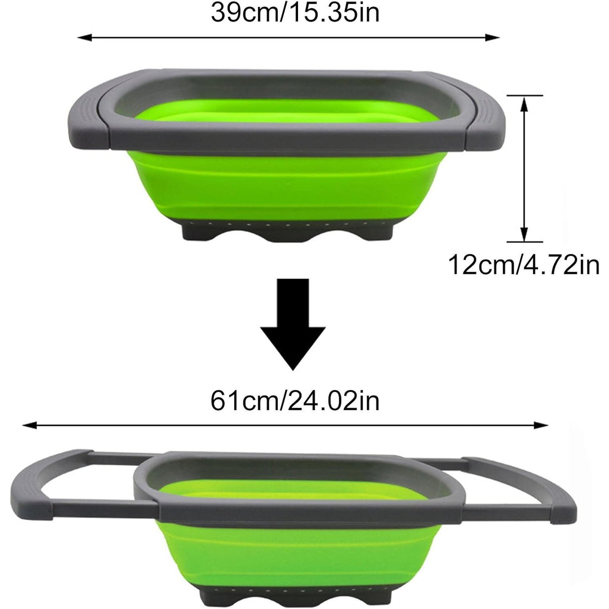 Cos De Scurgere Retractabil Pentru Chiuveta, Cu Filtru, Pentru Fructe Si Legume, De Uz Casnic, 39X12 Cm, Design Extensibil Pana La 61 Cm, Cu Manere De Prindere - vivimall.ro