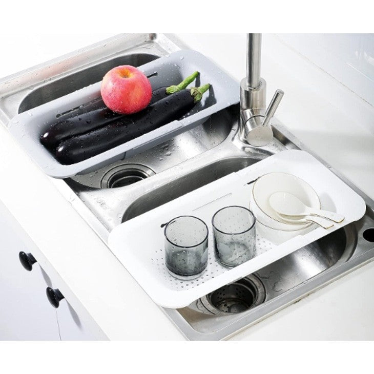 Cos de Scurgere pentru Chiuveta de Bucatarie, Vivimall, Plastic, Telescopic, 36x20x5 cm, Alb - vivimall.ro