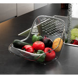 Cos de Spalat Legume/Fructe, Vivimall, cu Scurgere Apa, din PET, 15.5 x 18.6 x 16.2 cm, Transparent - vivimall.ro
