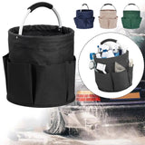 Geanta Cos pentru Scule de 17L, Vivimall, Buzunare Exterioare, Cos de Picnic Portabil, Cos pentru Plaja, Cos pentru Curatenie, din Material Oxford 600 D, 28 x 28 x 28 cm, Negru - vivimall.ro