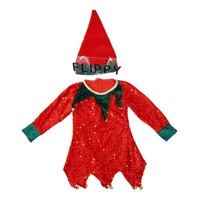 Costum Craciun, Vivimall, Spiridus, rosu,  7 -9 ani, catifea - vivimall.ro