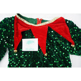 Costum Craciun, Flippy, Spiridus, rosu-verde,  7 - 9 ani, catifea - vivimall.ro