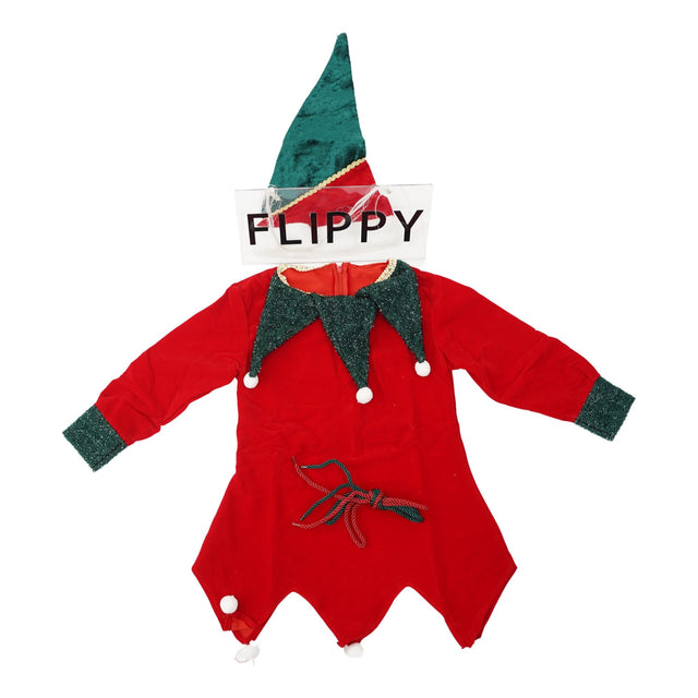 Costum Craciun pentru Fetite, Vivimall, Spiridus, rosu, 4 - 6 ani, catifea - vivimall.ro