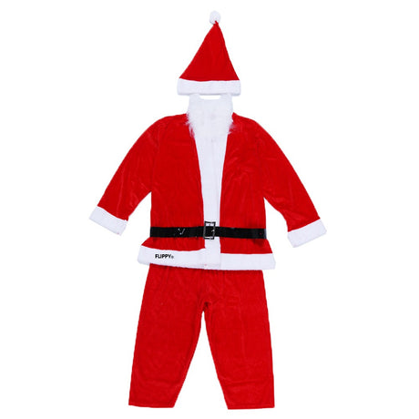 Costum Mos Craciun Flippy® Baiat, 7-9 ani, 5 piese, Catifea - vivimall.ro