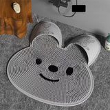 Covoras de Baie, Flippy, pentru Masaj/Spalat Picioare, din TPE, Antiderapant, 45 x 45 cm, Model Iepuras, Gri