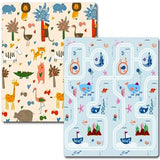 Covoraș de Joaca pentru Copii Termic cu 2 Fete, Vivimall, Model Lumea Animalelor si Calatorie pe mare, cu Spuma, Impermeabil, Antiderapant, 200x180 x 0.8 cm, Multicolor - vivimall.ro