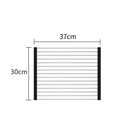 Covoras de Scurgere pentru Chiuveta Bucatarie, din Otel Inoxidabil, Suport Chiuveta, Pliabil, Antiderapant, Usor de Curatat si de Depozitat, 37x30 cm, 15 Tuburi, Negru - vivimall.ro