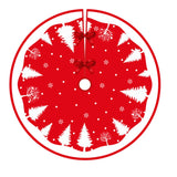 Covoras pentru Bradul de Craciun, Vivimall, din Tesatura Pufoasa, cu Fundite de Prindere, Model Brazi, Rosu/Alb, Diametru 90 cm - vivimall.ro