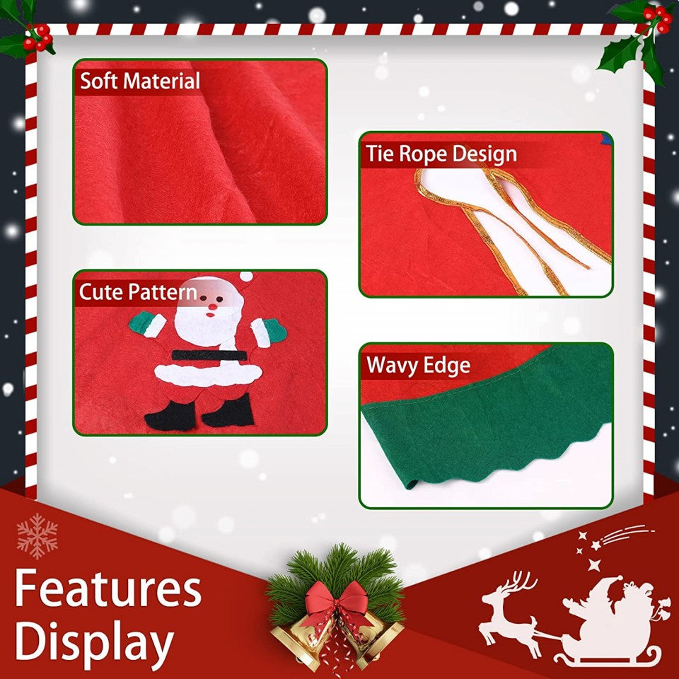 Covoras pentru bradul de Craciun Vivimall, lana, rosu/verde, 90 cm - vivimall.ro