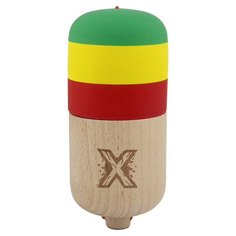 Kendama Pill X Originala, Flippy, Profesionala Model Rubber Grip Pilula, din Lemn, Varsta 9+, Ata 62/65 cm, 11 x 5 x 5 cm, Verde/Galben/Rosu - vivimall.ro