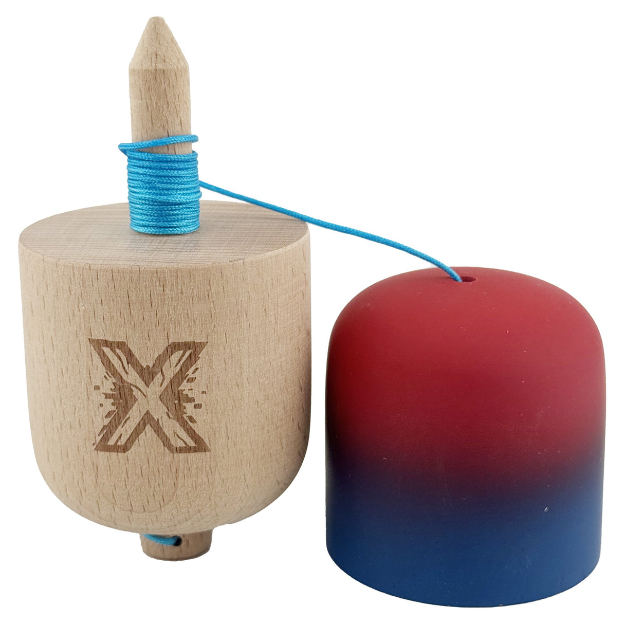 Kendama Pill X Originala, Flippy, Profesionala Model Rubber Grip Pilula, din Lemn, Varsta 9+, Ata 62/65 cm, 11 x 5 x 5 cm, Gradient Rosu/Albastru - vivimall.ro
