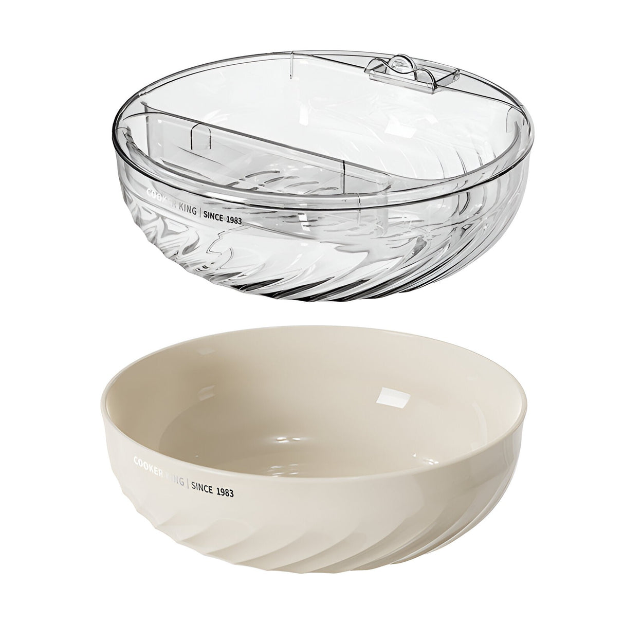 Bol cu Doua Straturi, Vivimall, pentru Fructe, Legume, Snacks, cu Strat de Scurgere a Apei, Suport pentru Telefonul Mobil, 22.4x9 cm, Crem - vivimall.ro