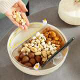 Bol cu Doua Straturi, Vivimall, pentru Fructe, Legume, Snacks, cu Strat de Scurgere a Apei, Suport pentru Telefonul Mobil, 22.4x9 cm, Crem - vivimall.ro