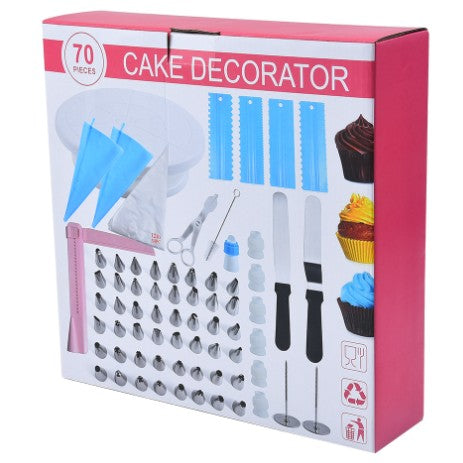 Set 70 Piese Ustensile pentru Ornare Prajituri, Vivimall, din Plastic si Otel Inoxidabil, Multicolor - vivimall.ro