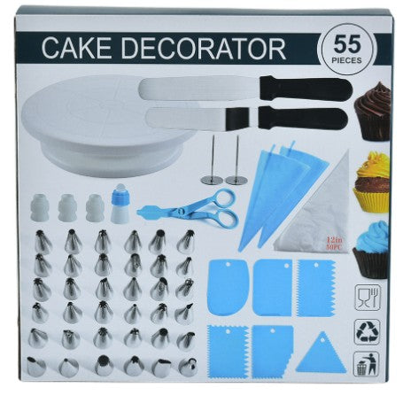 Set 55 Piese Ustensile pentru Ornare Prajituri, Vivimall, din Plastic si Otel Inoxidabil, Multicolor - vivimall.ro