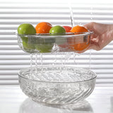 Bol cu Doua Straturi, Vivimall, pentru Fructe, Legume, Snacks, cu Strat de Scurgere a Apei, Suport pentru Telefonul Mobil, 22.4x9 cm, Transparent - vivimall.ro