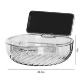 Bol cu Doua Straturi, Vivimall, pentru Fructe, Legume, Snacks, cu Strat de Scurgere a Apei, Suport pentru Telefonul Mobil, 22.4x9 cm, Transparent - vivimall.ro