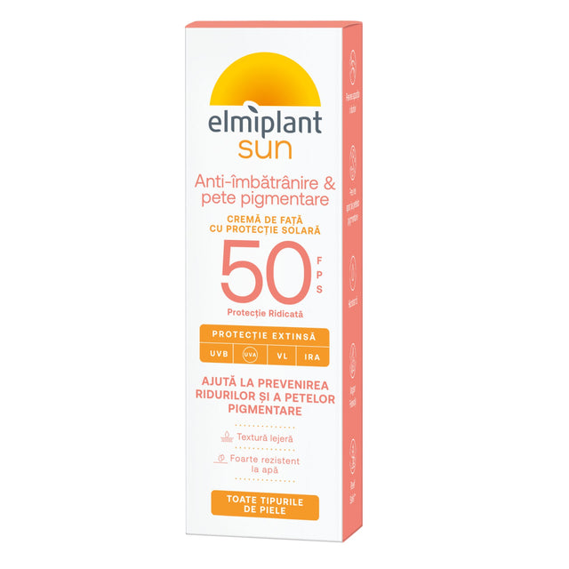 Crema de Fata Pentru Protectie Solara Anti-Pete SPF 50, Elmiplant Sun, 50 ml - vivimall.ro