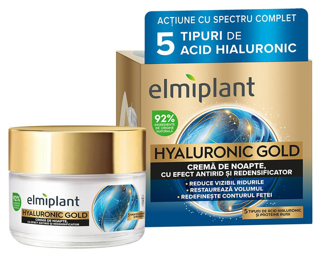 Crema de Noapte, Elmiplant, Hyaluronic Gold, 50 ml - vivimall.ro