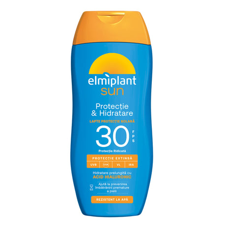 Crema de Soare, Lapte Pentru Protectie Solara, Elmiplant Sun, Protectie si Hidratare cu Acid Hialuronic, SPF 30, 200 ml - vivimall.ro
