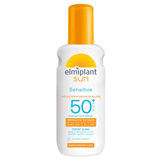 Crema de Soare, Lotiune Spray Pentru Protectie Solara, Elmiplant Sun, Sensitive, SPF 50+, 200 ml - vivimall.ro