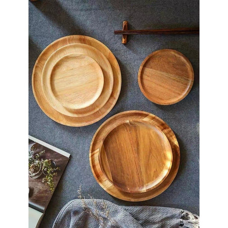 Farfurie din Lemn, Vivimall, Rotunda, pentru Alimente sau Decor, 15 x 1.5 cm, Natur - vivimall.ro