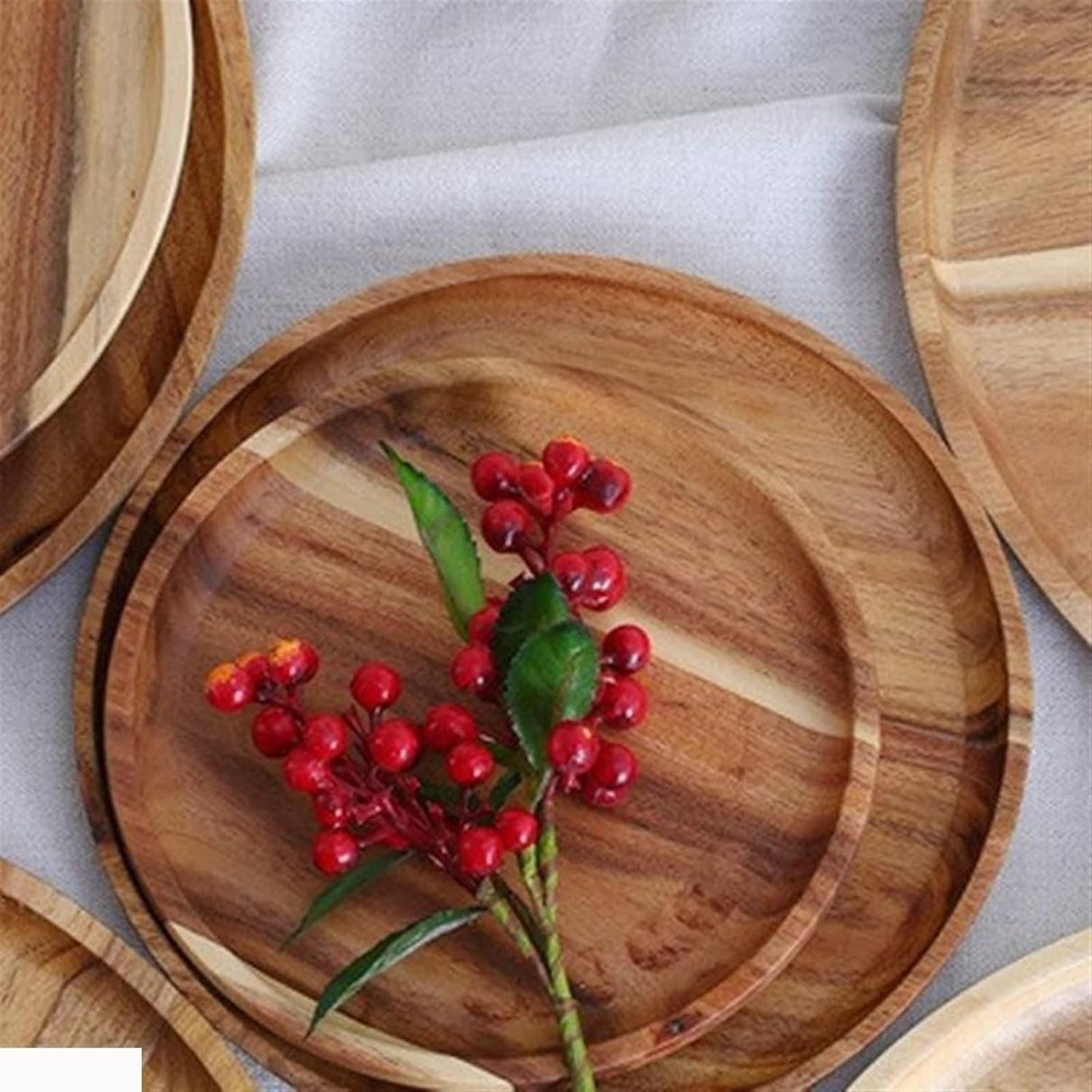 Farfurie din Lemn, Vivimall, Rotunda, pentru Alimente sau Decor, 25 x 1.5 cm, Natur - vivimall.ro