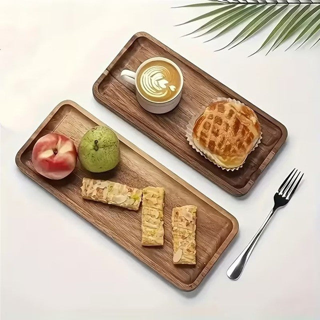 Tava din Lemn, Vivimall, Dreptunghiulara, pentru Alimente sau Decor, 20 x 12 x 1.5 cm, Natur - vivimall.ro