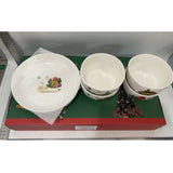 Set Vesela Festiva, Flippy, Tema Craciun, 4 x Boluri 300 ml, 2 x Farfurii 18 x 3.4 cm, din Ceramica, Model 1, Multicolor - vivimall.ro