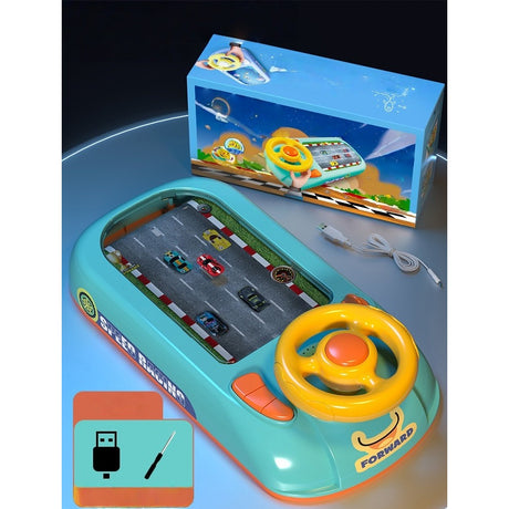 Volan interactiv pentru copii 3-6 ani cu butoane colorate și funcții USB, vedere frontală