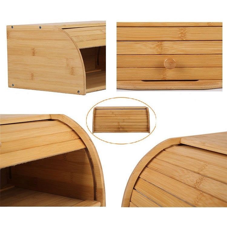 Cutie de Paine, Flippy, din Lemn de Bambus, Multifunctionala, 40 x 27 x 17.3 cm, Natur - vivimall.ro